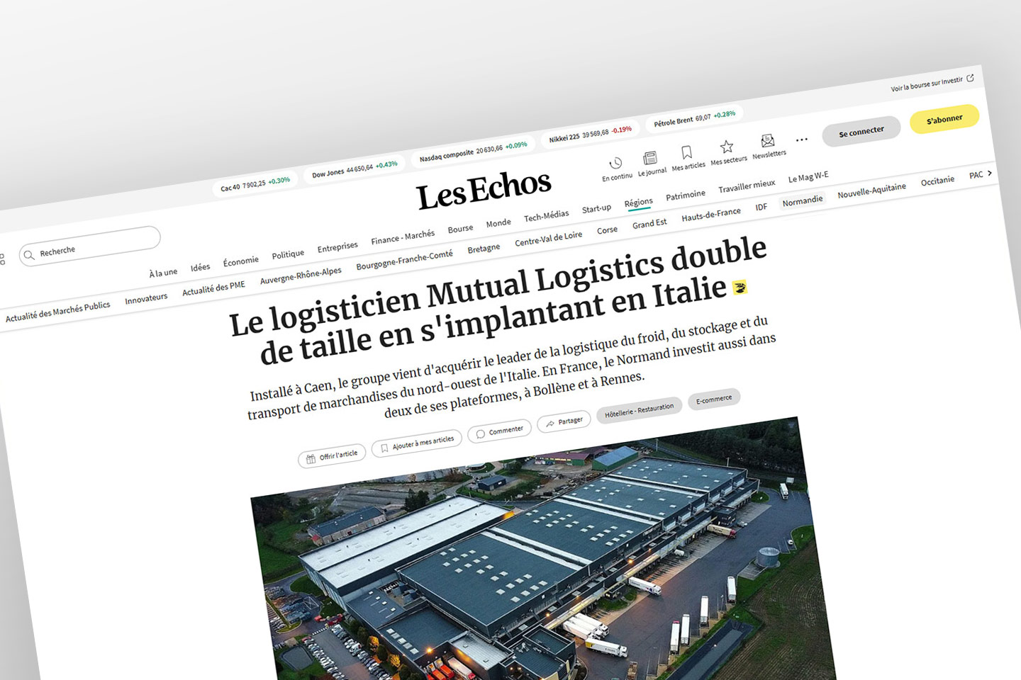 Il Gruppo Logistico Mutual a Les Echos